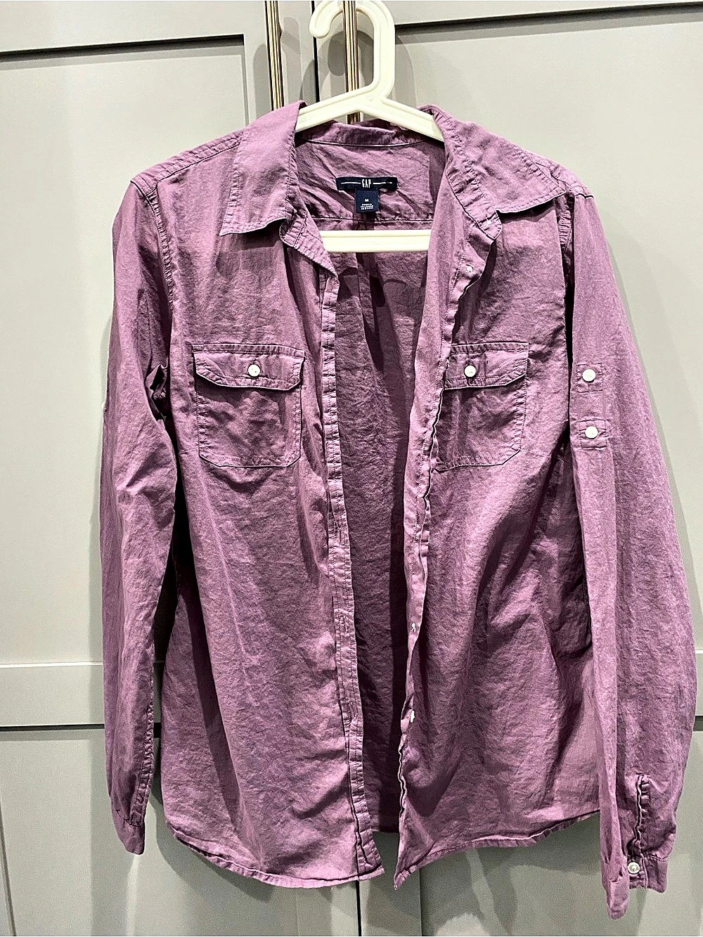 GAP Button Down Utility Shirt in Purple Size Medium
